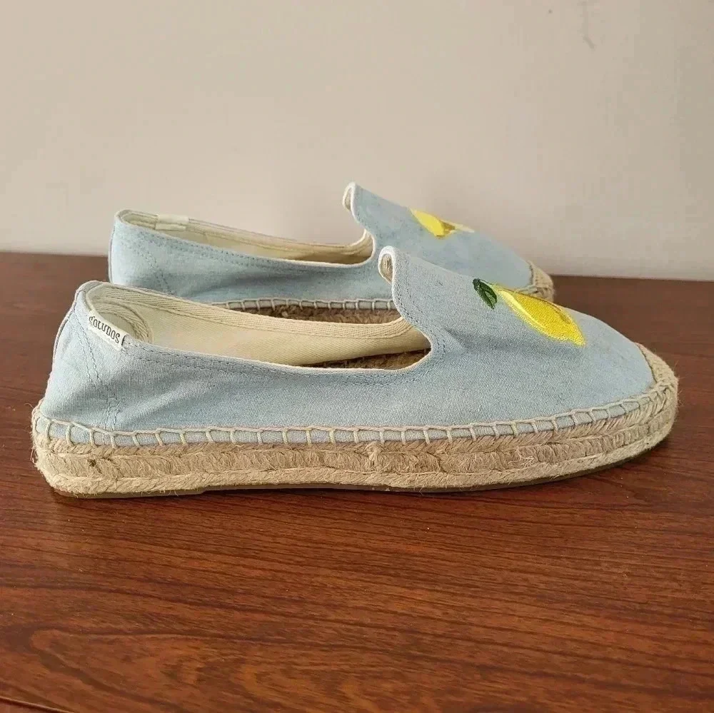 Soludos Lemon Platform Smoking Slipper Espadrilles(9.5)
